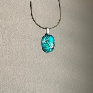 Dichroic Glass Pendant Small Green
